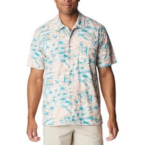 Columbia Casual Button Down Shirt Blue and Cream
